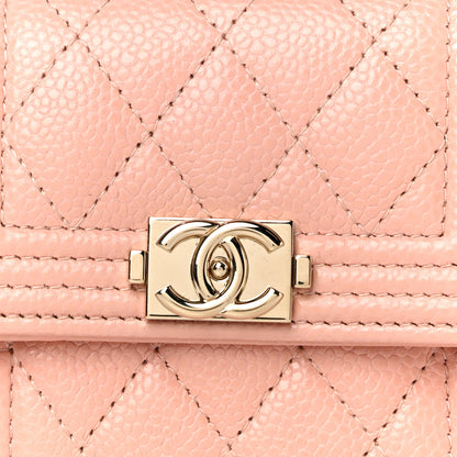 Chanel Caviar Quilted Boy Compact Wallet Pink 7 of 10