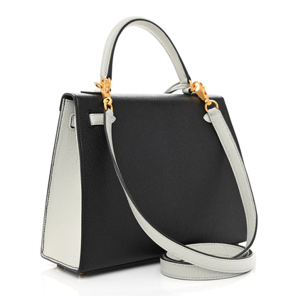 Hermes Chevre Mysore Bi-Color Horseshoe Kelly Sellier 25 Black Gris Mouette 3 of 11