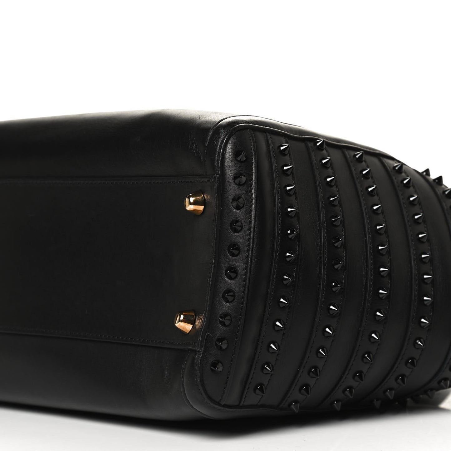 Calfskin Spikes Farida Bowler Bag Black