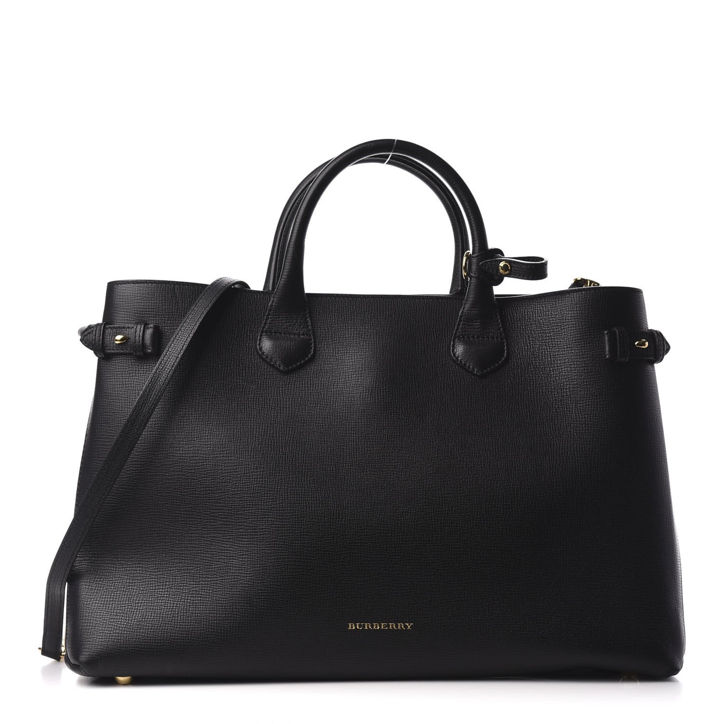 Grainy Calfskin House Check Large Banner Tote Black