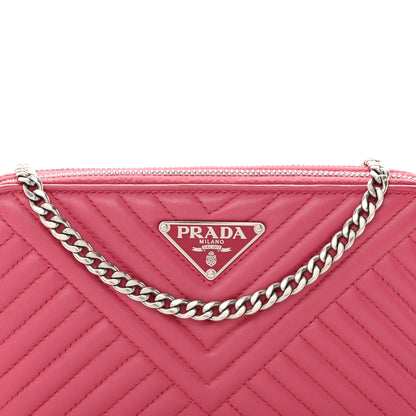 Prada Nappa Impunture Diagramme Mini Double Zip Chain Crossbody Bag Peonia 9 of 15
