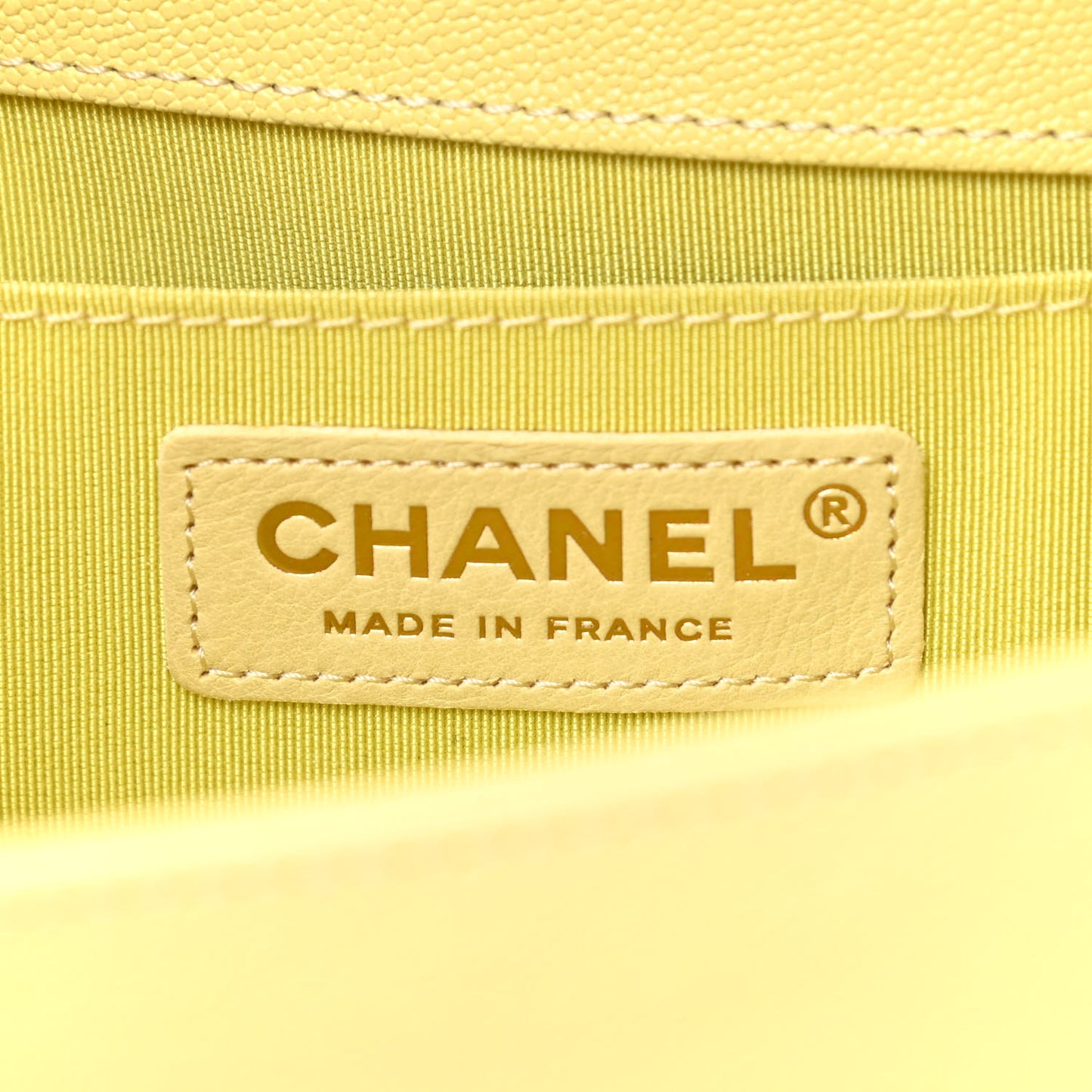 Caviar Chevron Quilted Small Boy Flap Yellow