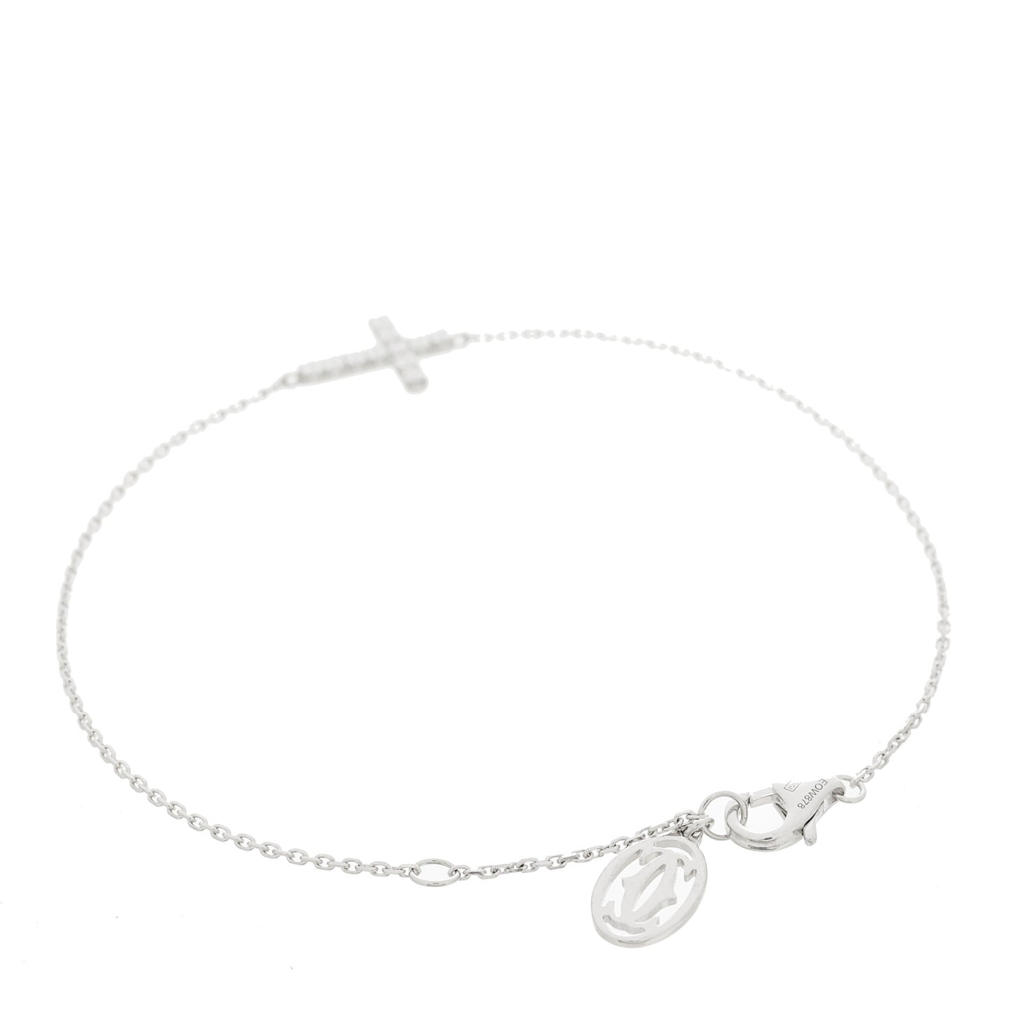 18K White Gold Diamond Symbols Cross Bracelet