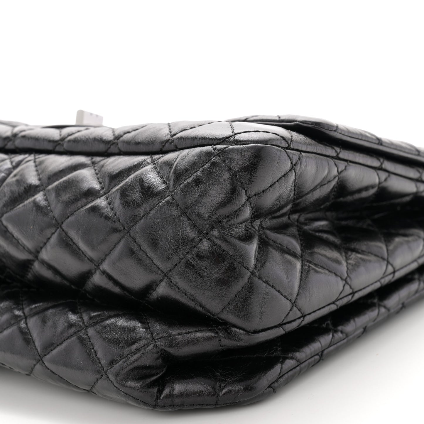 Metallic Aged Calfskin Quilted Reissue 2.55 Accordion Flap Black