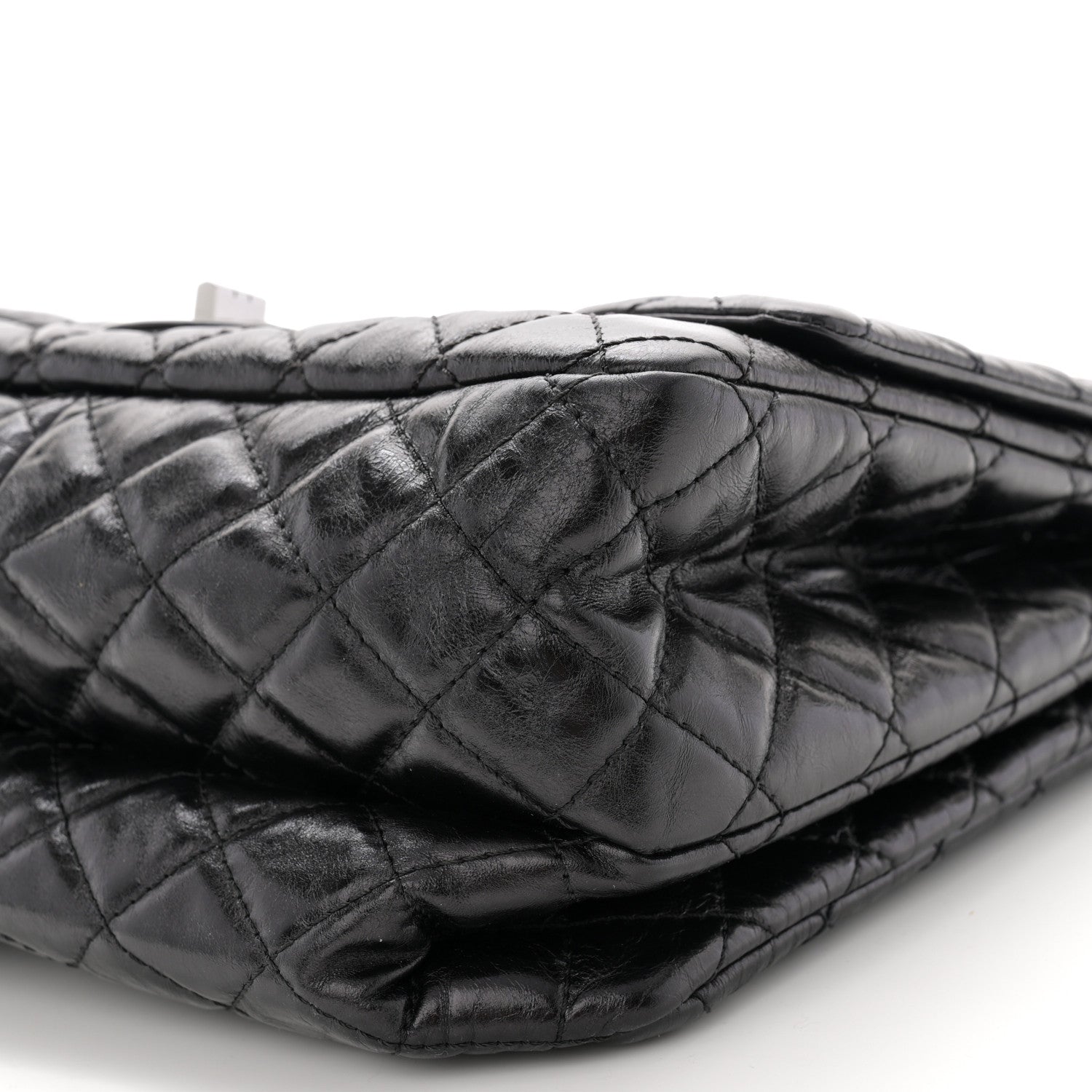 Chanel Metallic Aged Calfskin Quilted Reissue 2.55 Accordion Flap Black 10 of 11