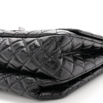Chanel Metallic Aged Calfskin Quilted Reissue 2.55 Accordion Flap Black 10 of 11