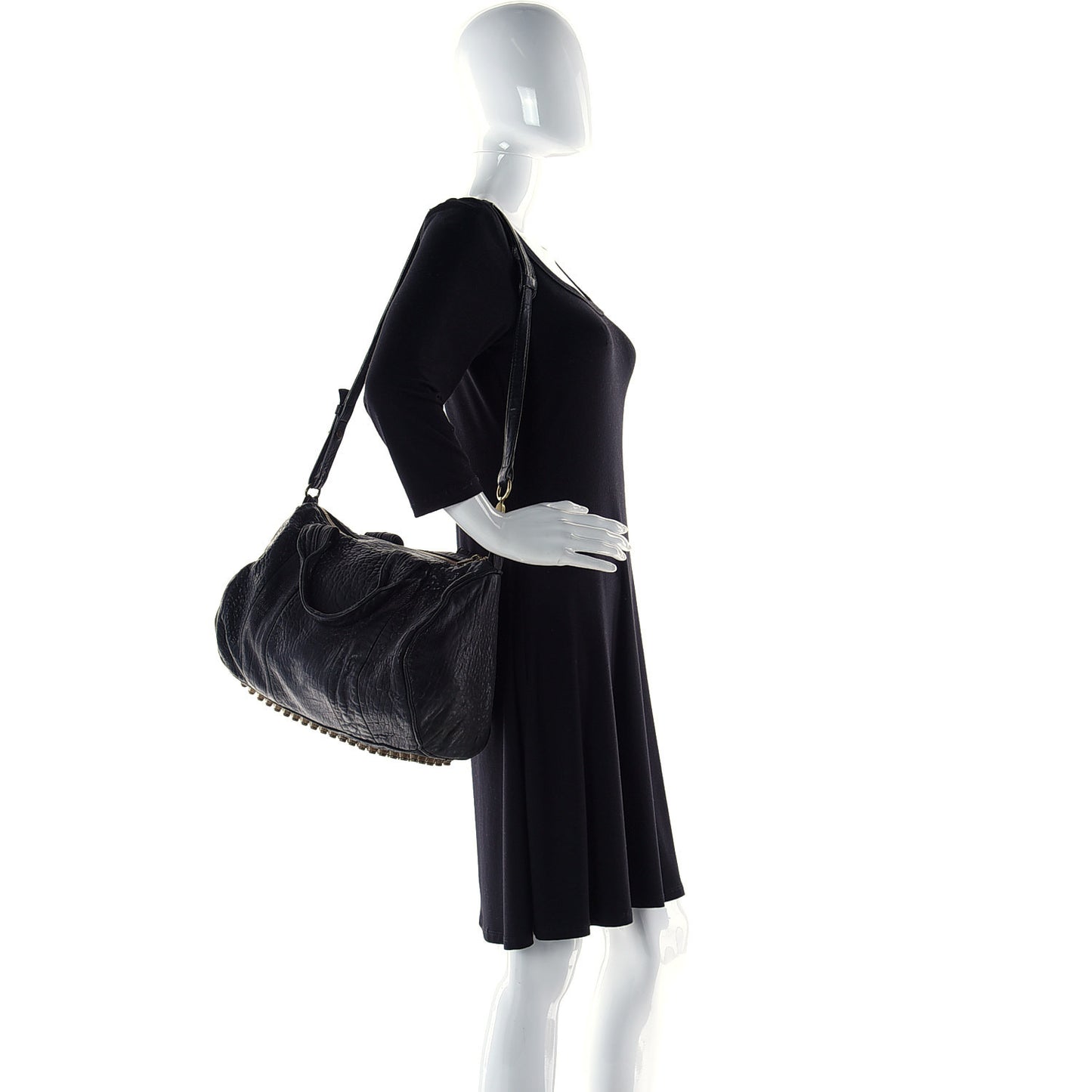 Pebbled Lambskin Rocco Black Antique Brass Hardware