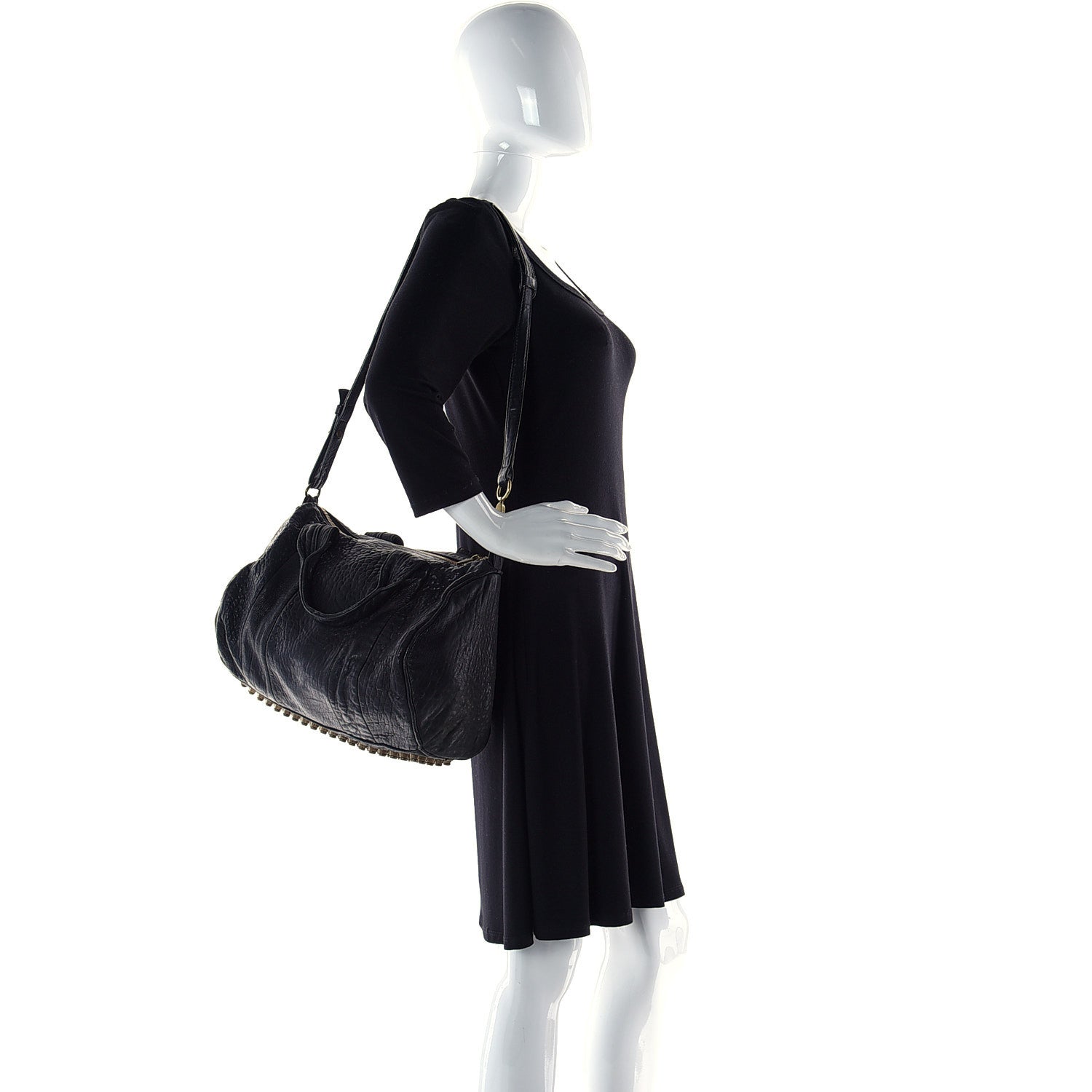 Alexander Wang Pebbled Lambskin Rocco Black Antique Brass Hardware 9 of 10