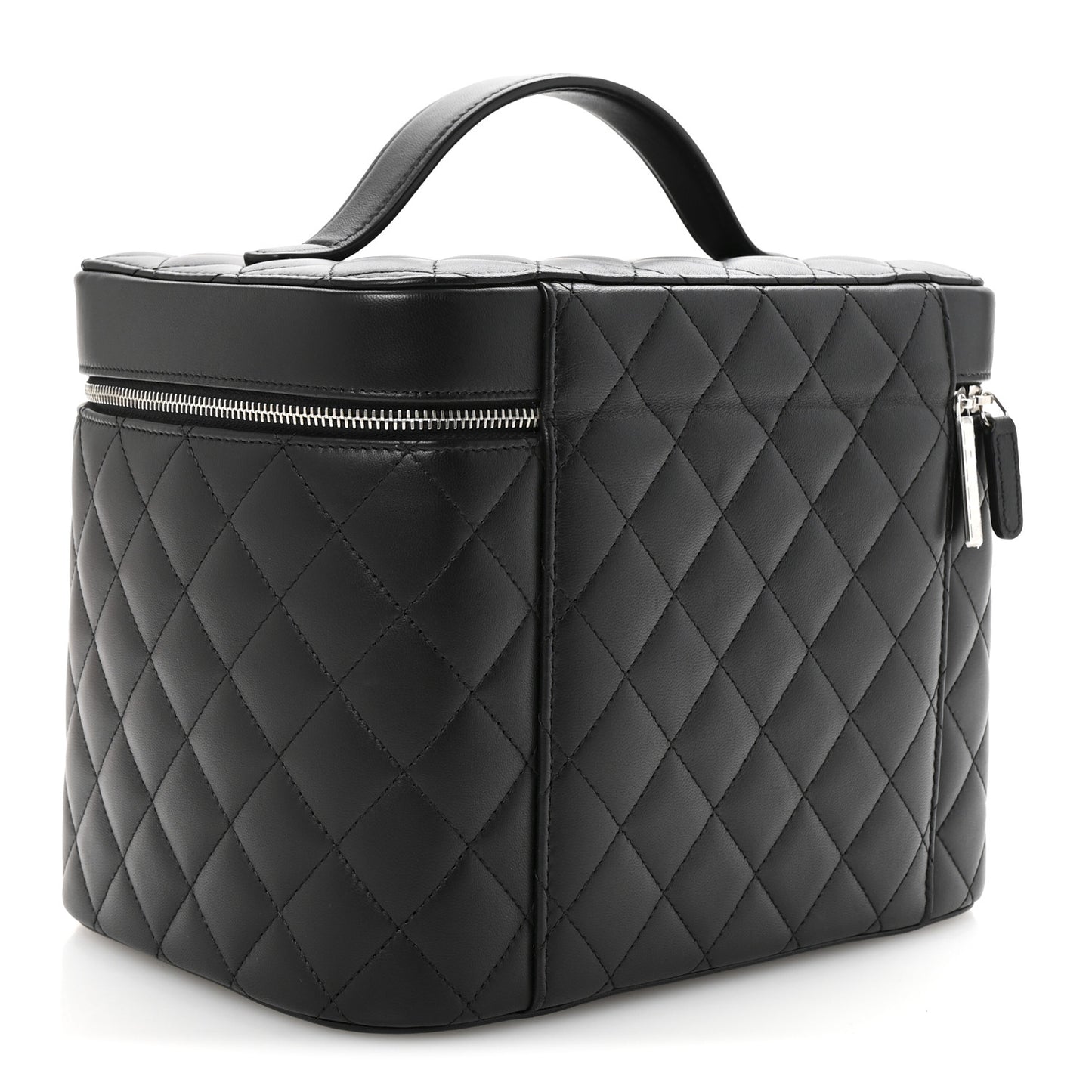 Lambskin Quilted Large Vanity Pouch Black