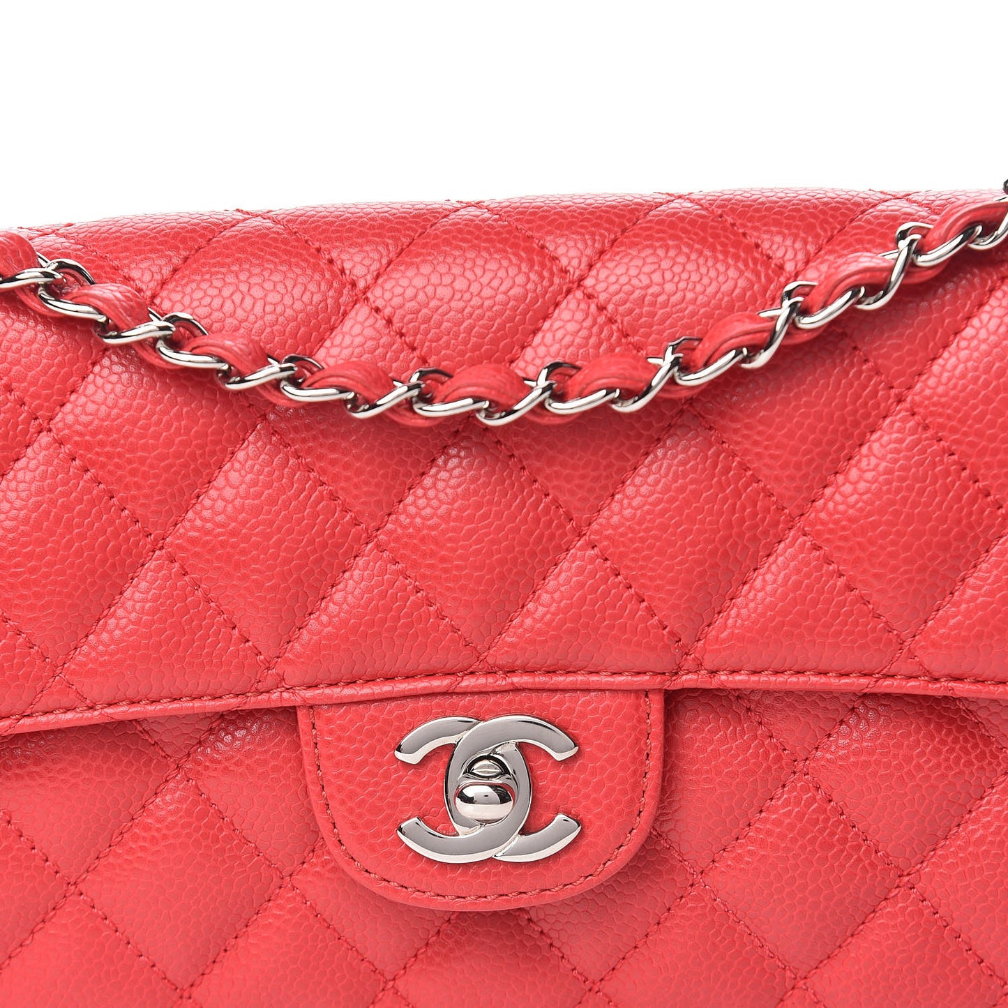 Caviar Quilted East West Flap Red