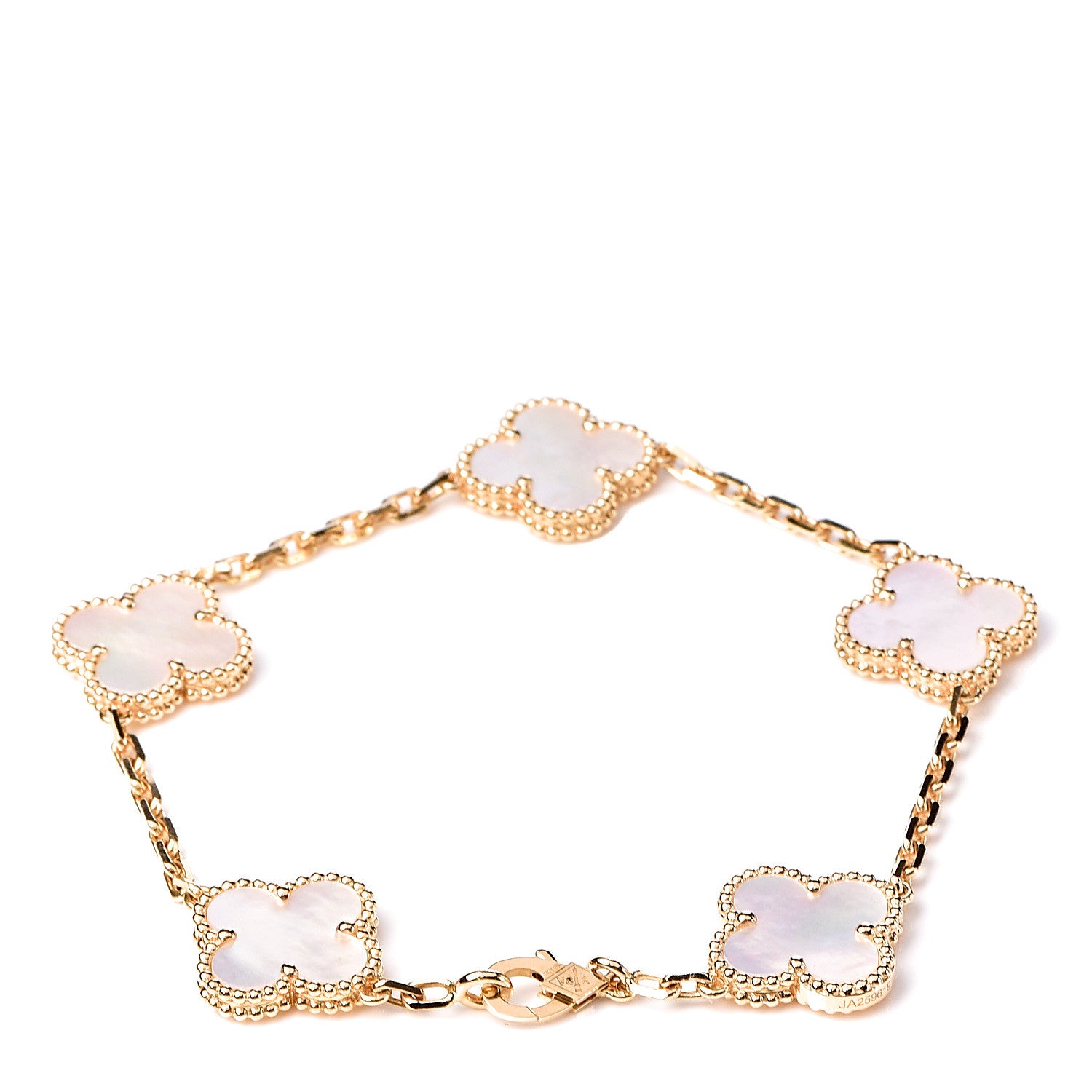 Van Cleef & Arpels 18K Yellow Gold Mother of Pearl 5 Motifs Vintage Alhambra Bracelet 3 of 6