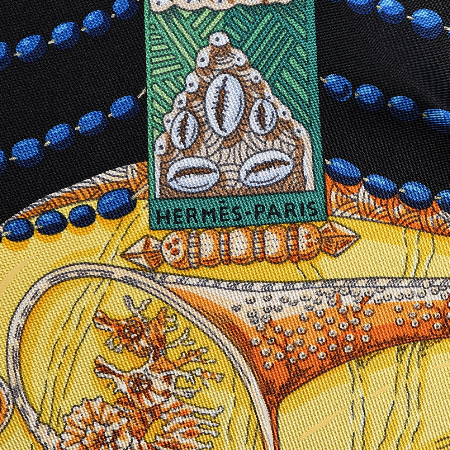Silk Chemins De Corail Scarf 90 Black Vert Jaune Vif