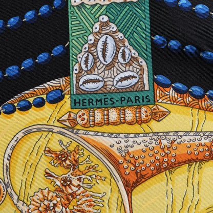 Hermes Silk Chemins De Corail Scarf 90 Black Vert Jaune Vif 4 of 5