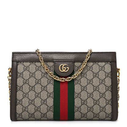 Gucci GG Supreme Monogram Web Small Ophidia Chain Shoulder Bag Brown 1 of 10