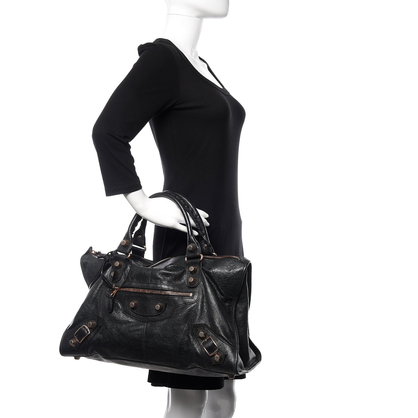 Agneau Giant 21 Rose Gold Hardware Work Black