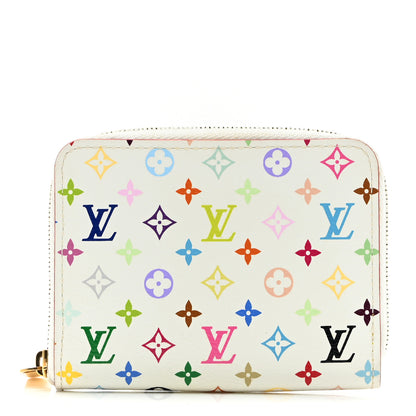 Louis Vuitton Monogram Multicolor Zippy Coin Purse Wallet White Litchi 1 of 7