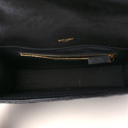 Saint Laurent Grain De Poudre Textured Mixed Matelasse Large Triquilt Monogram Satchel Black 5 of 11