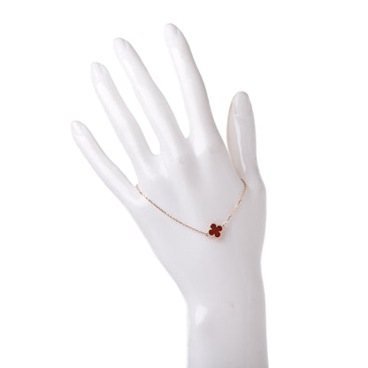 Van Cleef & Arpels 18K Rose Gold Carnelian Sweet Alhambra Bracelet 2 of 7