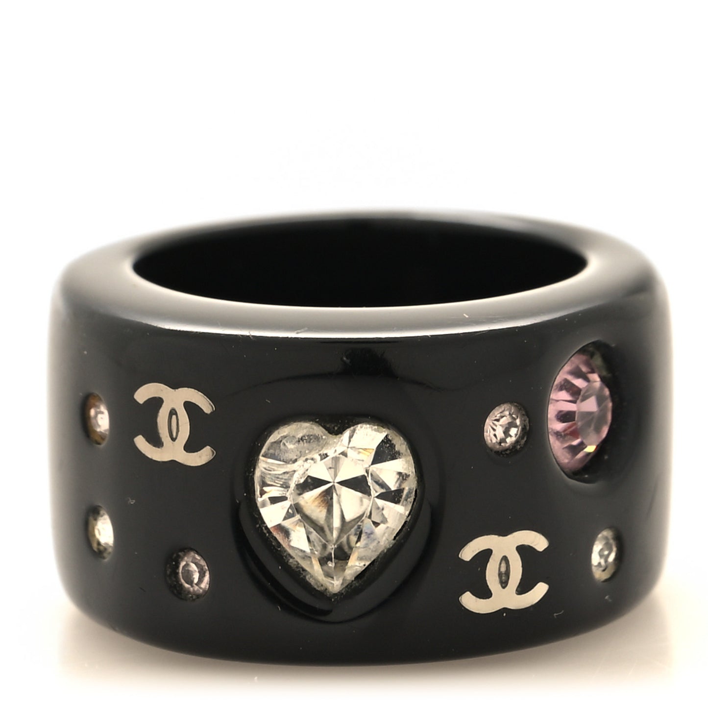 Resin Crystal Heart CC Heart Ring 52 6 Black