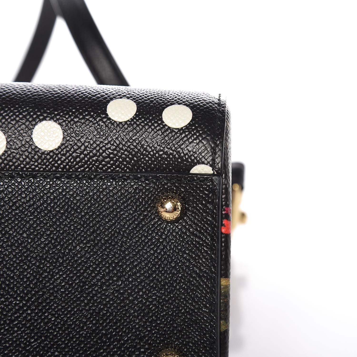 Dolce & Gabbana Dauphine Polka Dot Floral Print Medium Miss Sicily Satchel Black 8 of 13