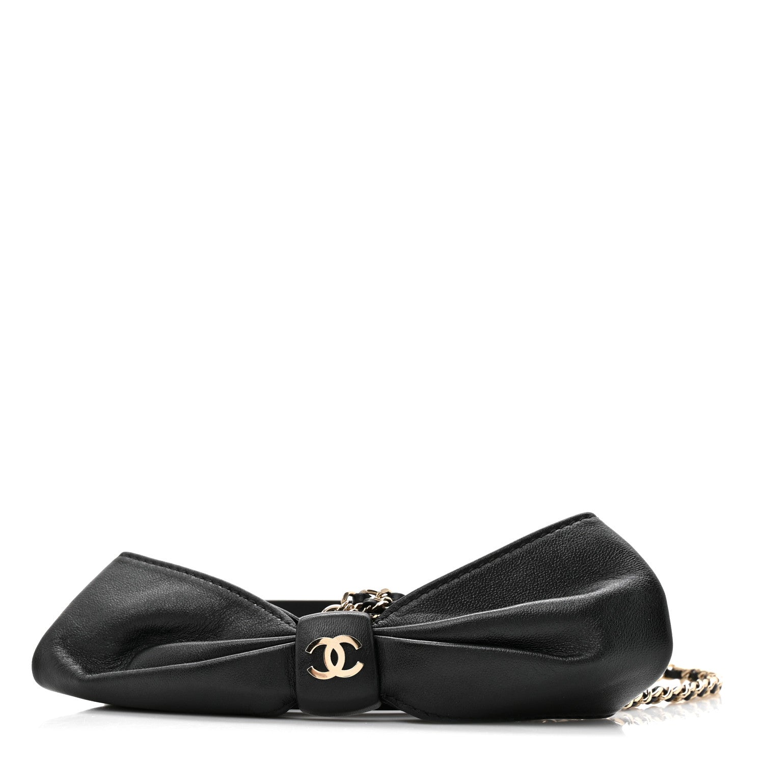 Chanel Calfskin Lambskin Chain CC Bow Belt 85 34 Black 1 of 4