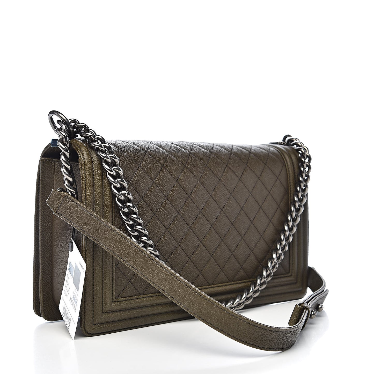 Caviar Quilted New Medium Boy Flap Khaki