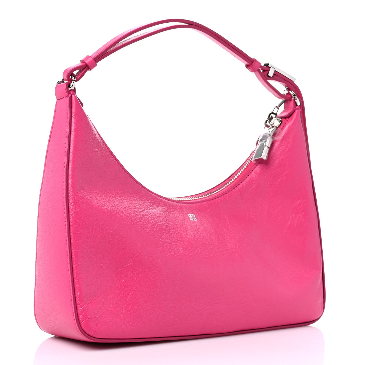 Givenchy Tumbled Calfskin Small Moon Cut Out Shoulder Bag Neon Pink 3 of 9
