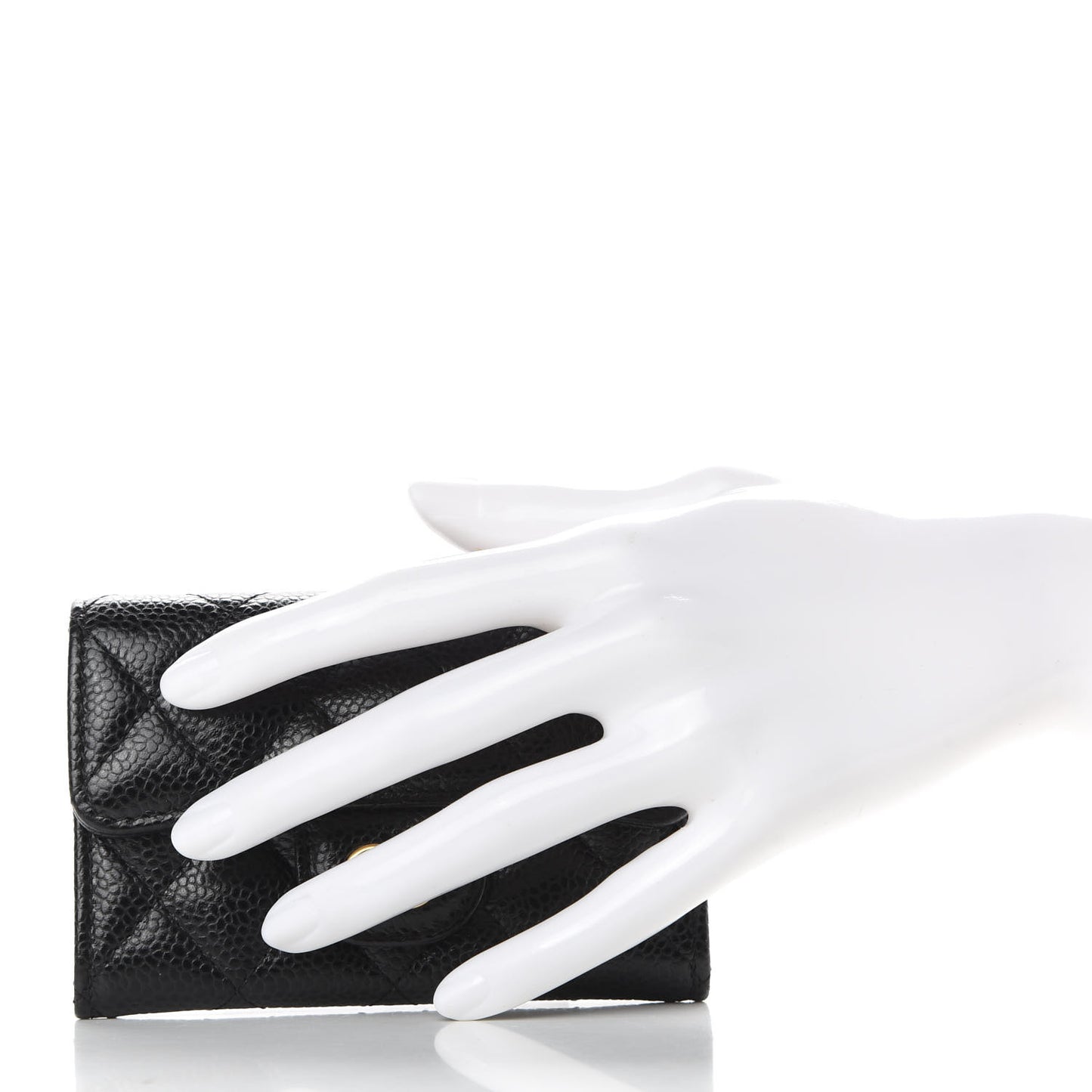 Caviar Quilted Flap Card Holder Black