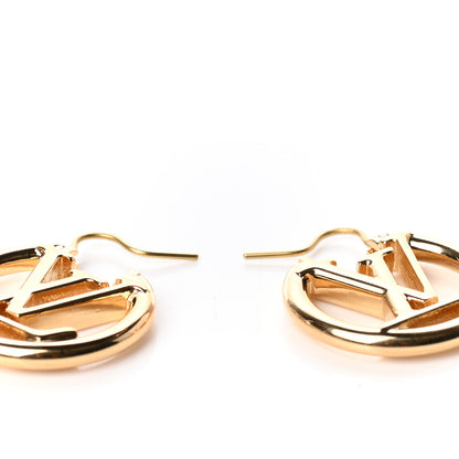 Louis Vuitton Metal Small Louise Hoop Earrings Gold 3 of 4