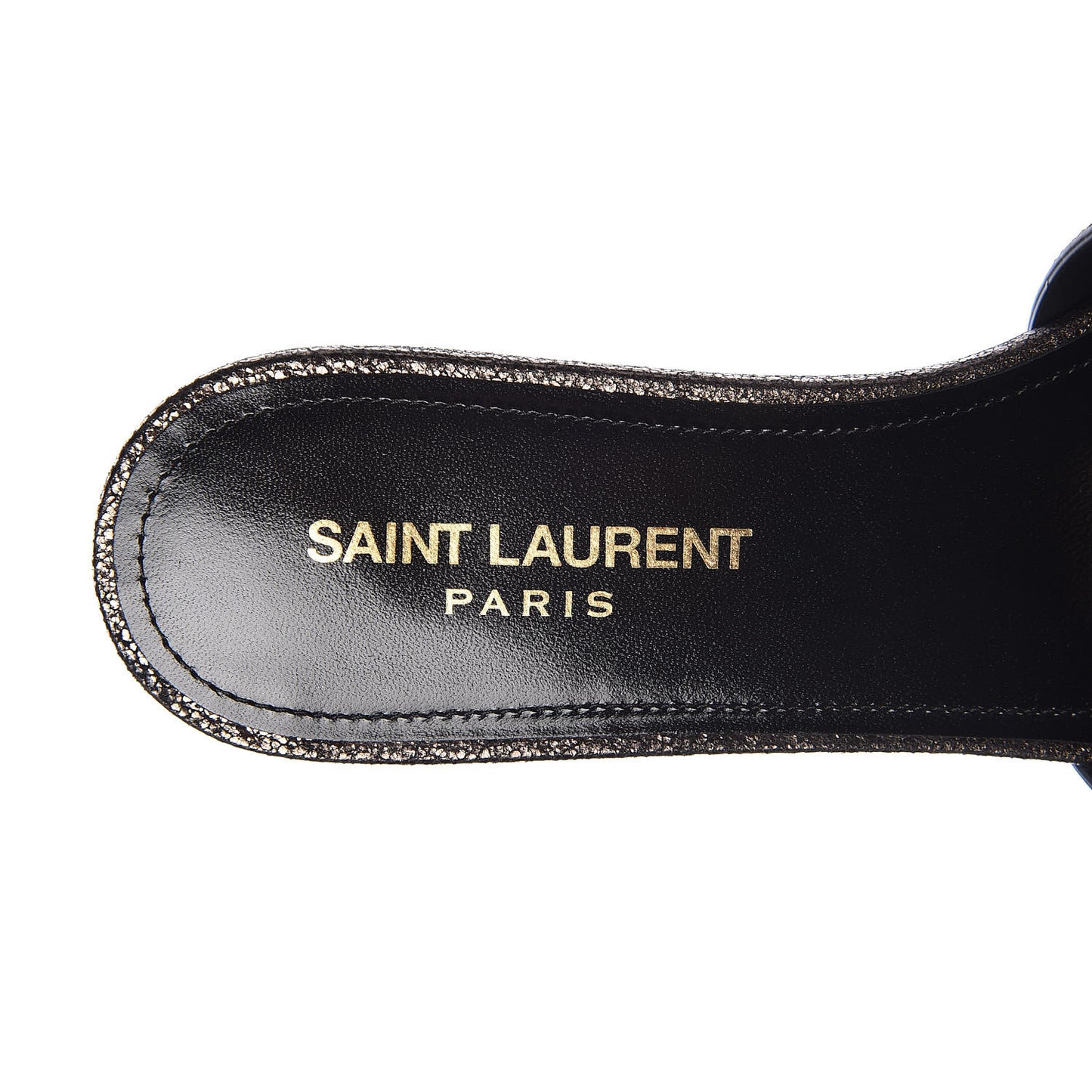 Metallic Crackled Calfskin Nu Pied 05 Slide Sandals 37.5 Black Gunmetal