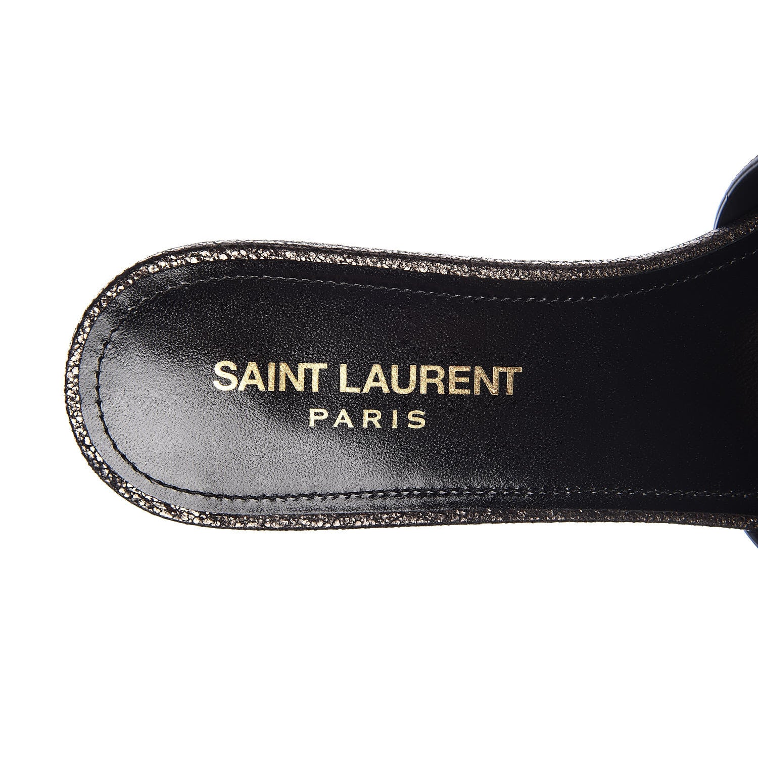 Saint Laurent Metallic Crackled Calfskin Nu Pied 05 Slide Sandals 37.5 Black Gunmetal 8 of 10