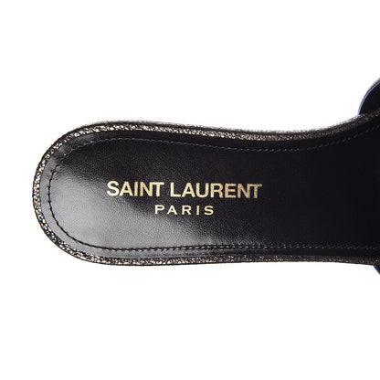 Saint Laurent Metallic Crackled Calfskin Nu Pied 05 Slide Sandals 37.5 Black Gunmetal 8 of 10
