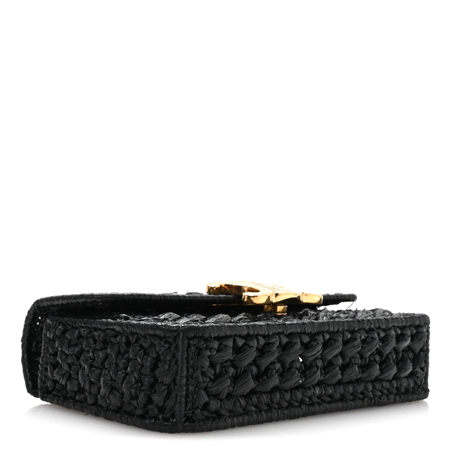 Celine Raffia Effect Claude Chain Shoulder Bag Black 4 of 10