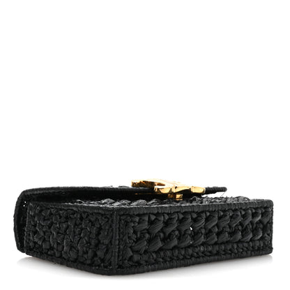 Celine Raffia Effect Claude Chain Shoulder Bag Black 4 of 10