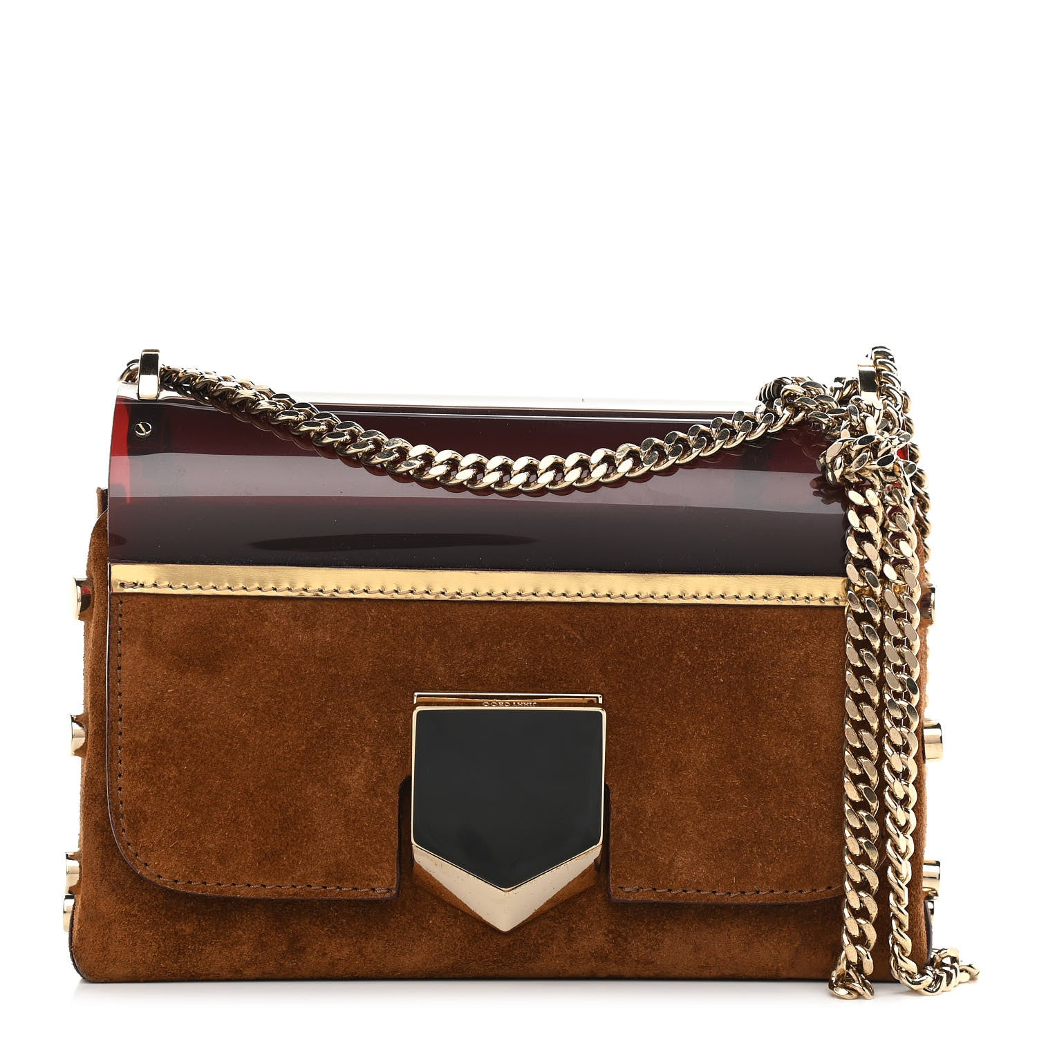 Jimmy Choo Suede Lockett Petite Shoulder Bag Brown 1 of 12