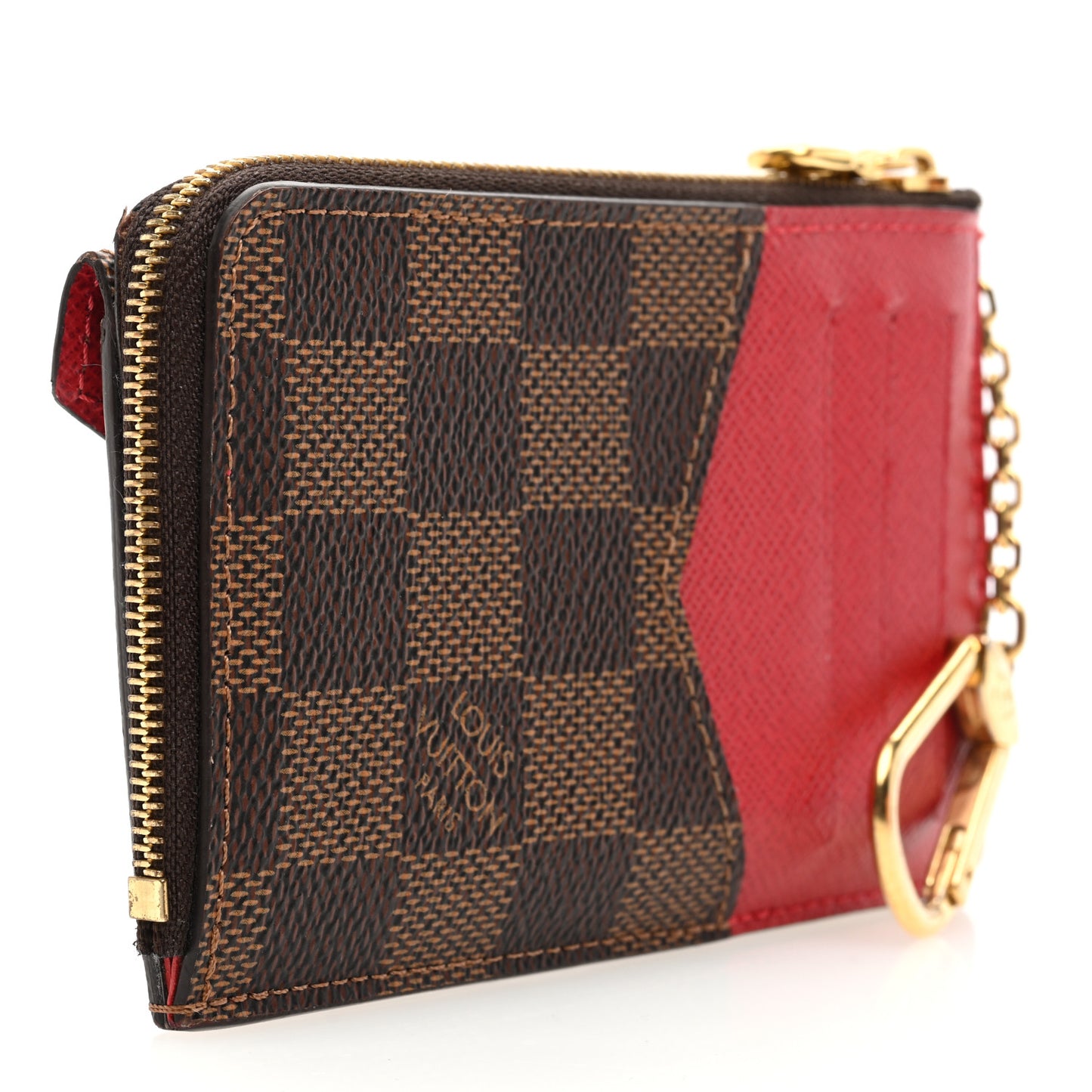 Damier Ebene Recto Verso Card Holder Red