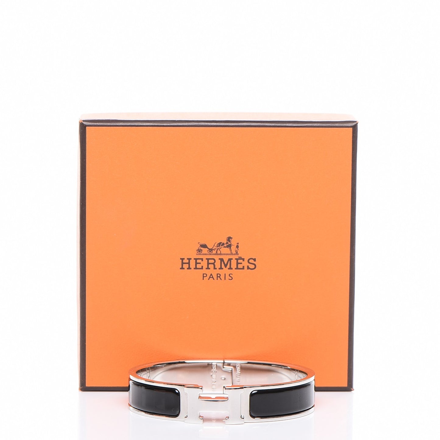 Enamel Narrow Clic Clac H Bracelet PM Black