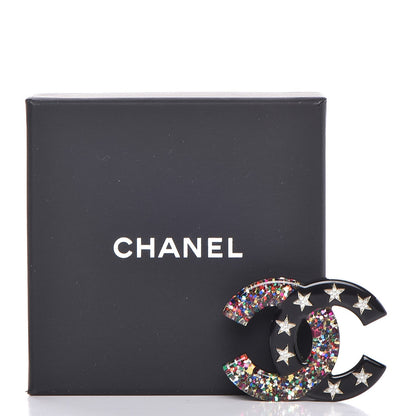 Chanel Resin Glitter Crystal CC Star Brooch Multicolor 5 of 5