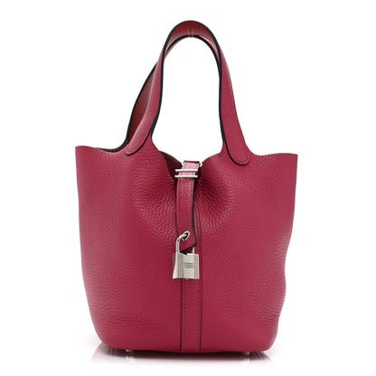 Hermes Taurillon Clemence Swift Eclat Picotin Lock 18 PM Rose Mexico Rouge De Coeur 1 of 11