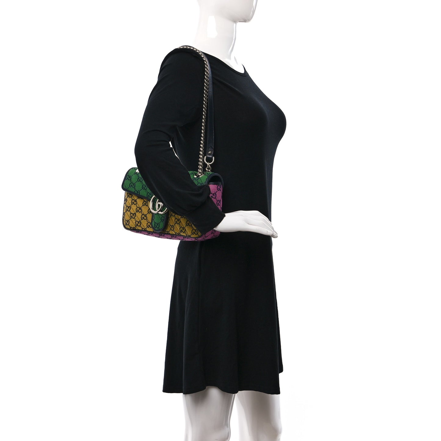 Monogram Multicolor Matelasse Diagonal Small GG Marmont Shoulder Bag Green Blue Yellow Light Blue Pink