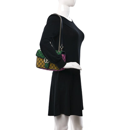 Gucci Monogram Multicolor Matelasse Diagonal Small GG Marmont Shoulder Bag Green Blue Yellow Light Blue Pink 3 of 10