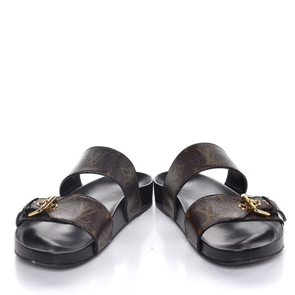 Louis Vuitton Monogram Bom Dia Mule Sandals 36 Black 5 of 9