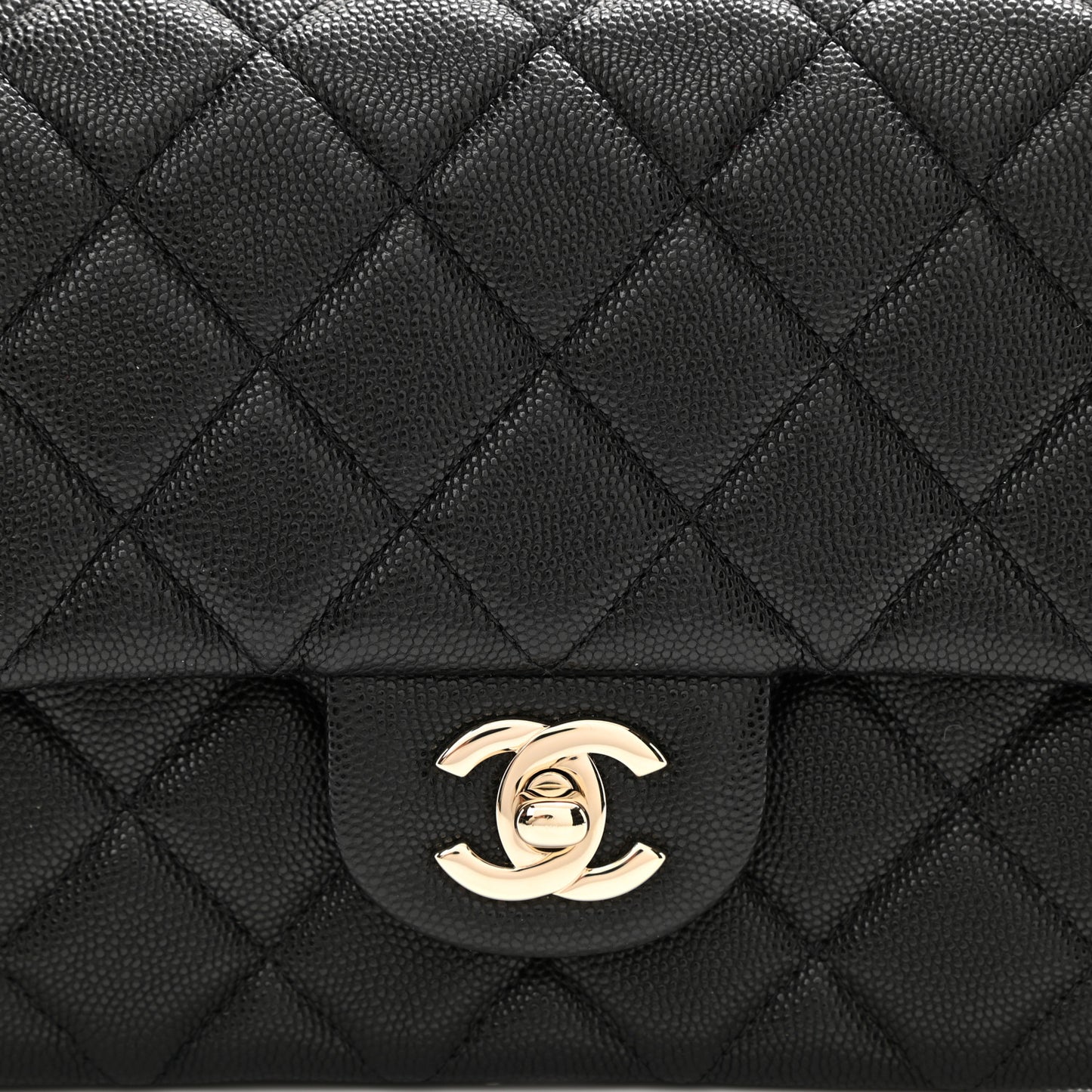 Caviar Quilted Flap Clutch Black
