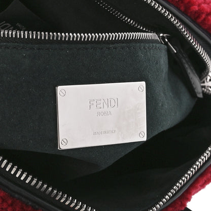 Fendi Sheepskin Vitello Mini O'Lock Bowling Bag Burgundy Black 6 of 11