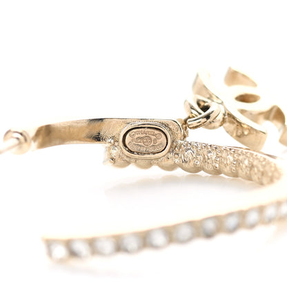 Chanel Crystal CC Hoop Earrings Gold Black 4 of 6
