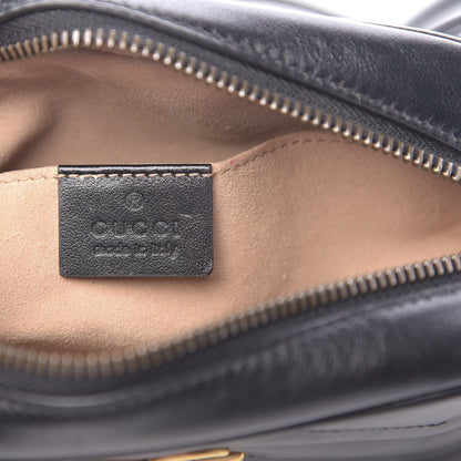Gucci Calfskin Matelasse Mini GG Marmont Chain Shoulder Bag Black 6 of 12