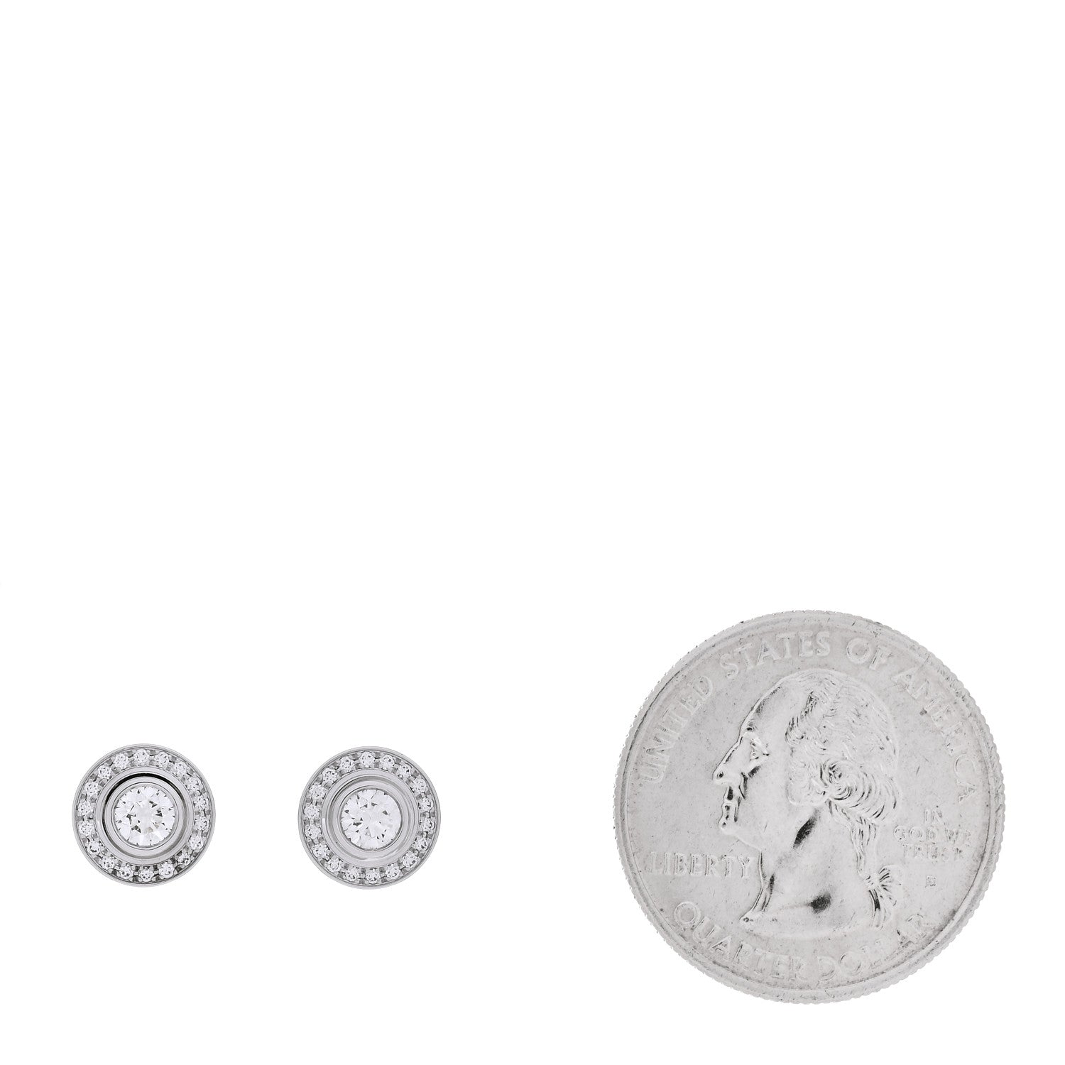 Cartier 18K White Gold Diamond D'Amour Halo Earrings 2 of 6
