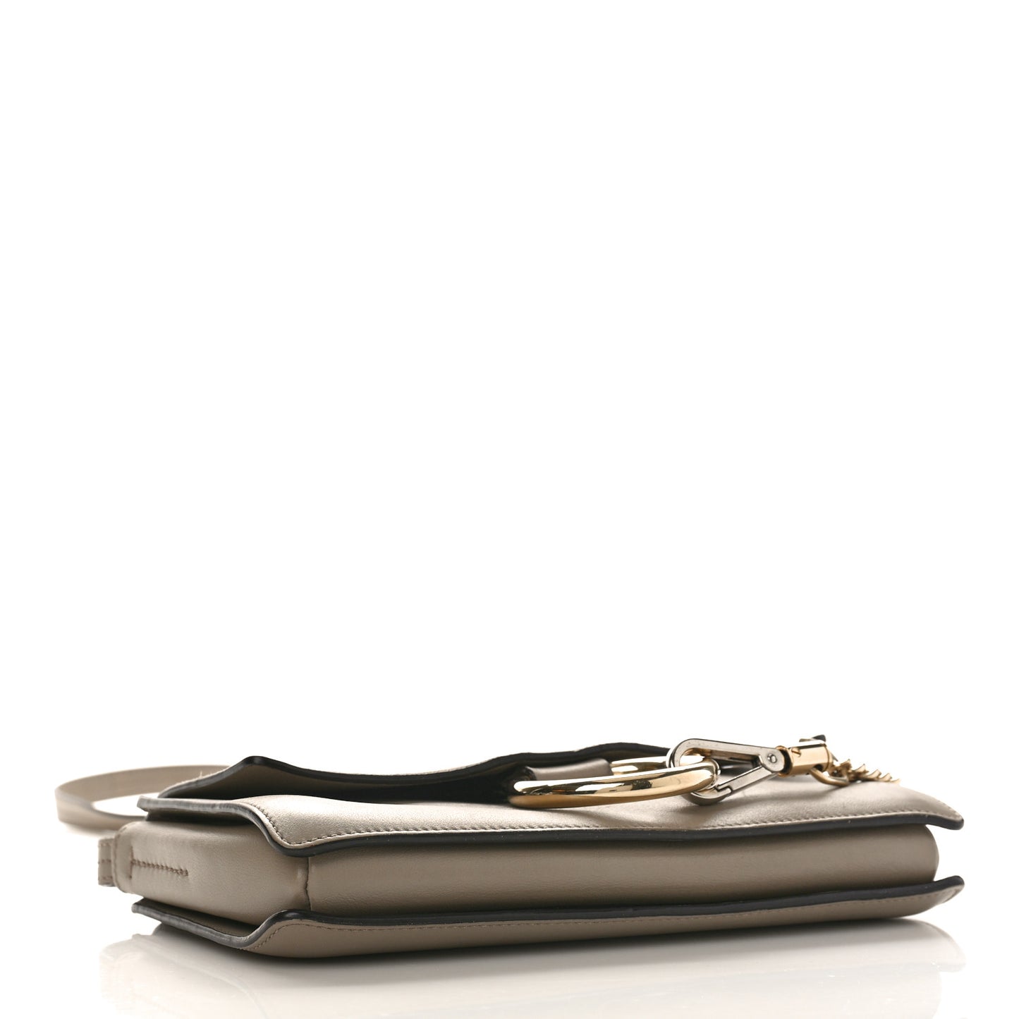 Suede Calfskin Small Faye Shoulder Bag Motty Grey