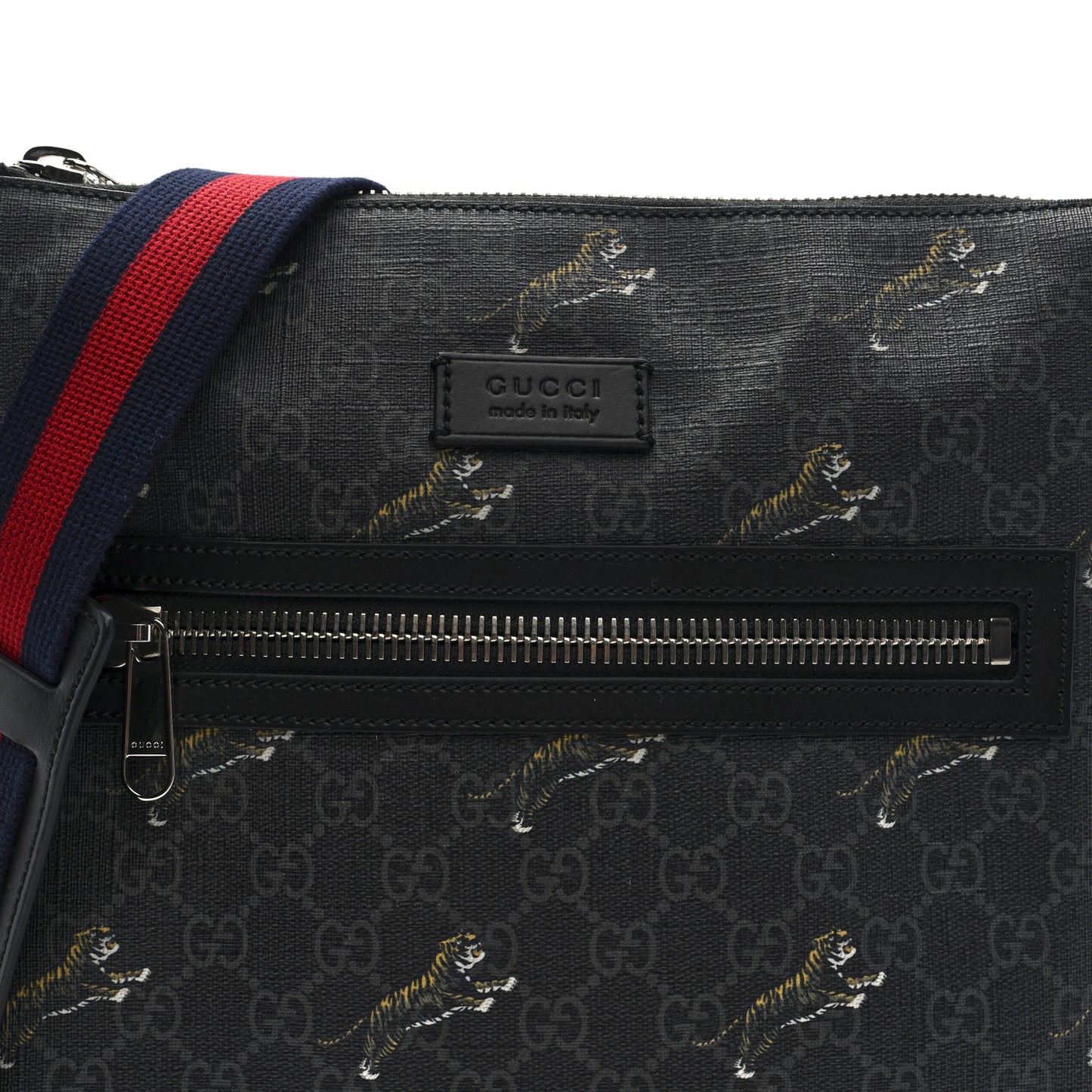 GG Supreme Monogram Tigers Web Messenger Bag Black Multicolor