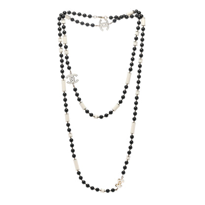 Chanel Resin Bead CC Long Necklace Gold Black White 3 of 6